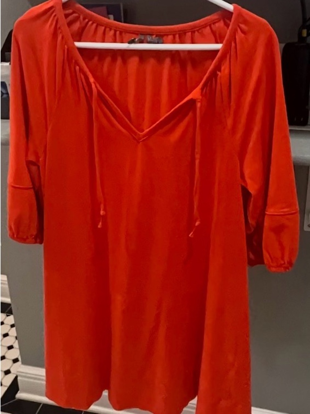 Anthropologie Bright Red Peasant Tunic Dress